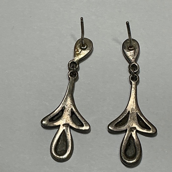 Vintage Sterling Silver Art Deco Style Dangle/Drop Earrings W/ Black Onyx. 1.5” - Picture 5 of 7
